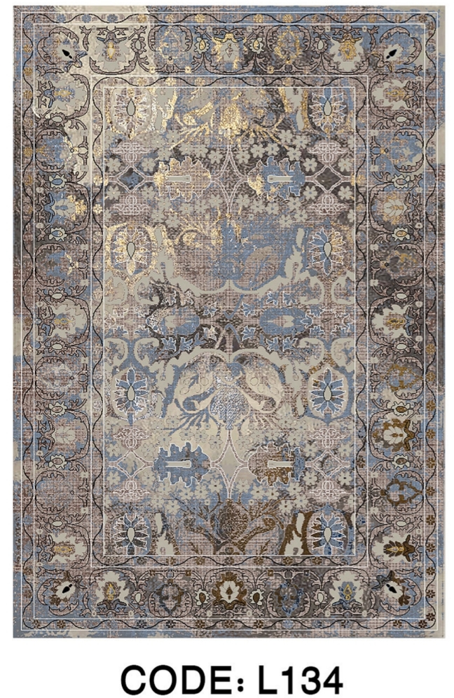 خرید ارزان فرشینه سنتی وینتیج فرشینه آفتاب کد L134مخمل شانل ترک استپدار