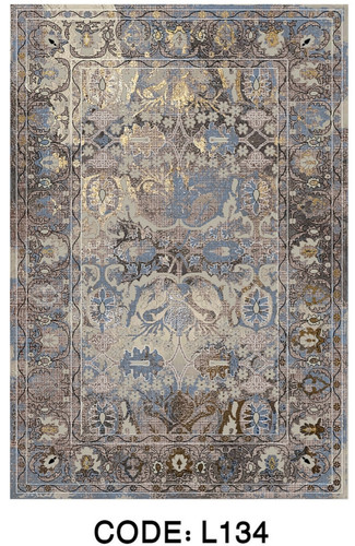 خرید ارزان فرشینه سنتی وینتیج فرشینه آفتاب کد L134مخمل شانل ترک استپدار