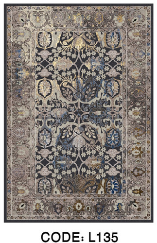 خرید ارزان فرشینه سنتی وینتیج فرشینه آفتاب کد L135مخمل شانل ترک استپدار
