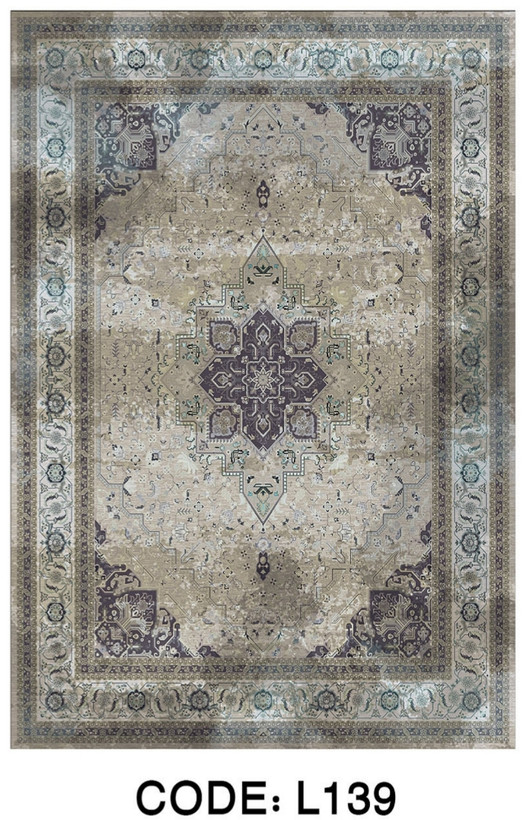 خرید ارزان فرشینه سنتی وینتیج فرشینه آفتاب کد L139مخمل شانل ترک استپدار