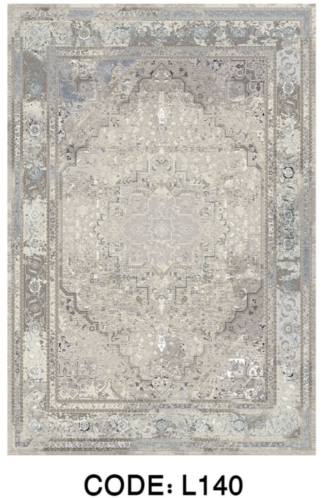 خرید ارزان فرشینه سنتی وینتیج فرشینه آفتاب کد L140مخمل شانل ترک استپدار