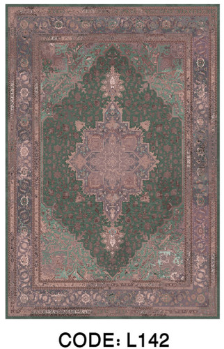 خرید ارزان فرشینه سنتی وینتیج فرشینه آفتاب کد L142مخمل شانل ترک استپدار