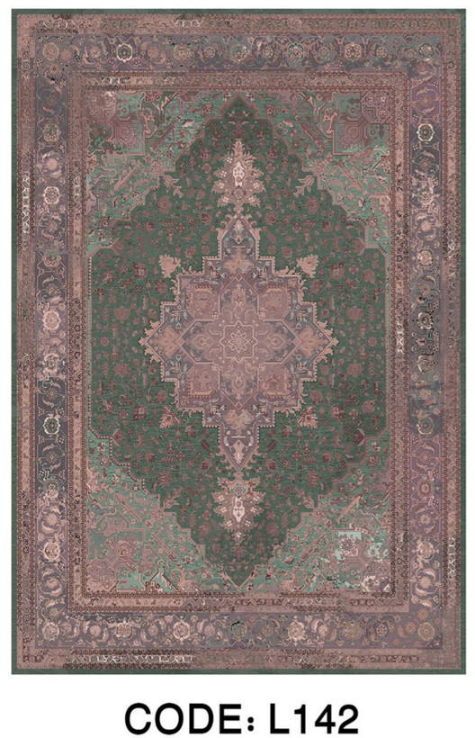 خرید ارزان فرشینه سنتی وینتیج فرشینه آفتاب کد L142مخمل شانل ترک استپدار