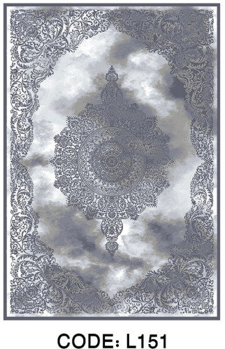 خرید ارزان فرشینه سنتی وینتیج فرشینه آفتاب کد L151مخمل شانل ترک استپدار