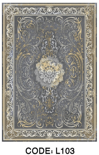 خرید ارزان فرشینه سنتی فرشینه آفتاب کد L103مخمل شانل ترک استپدار