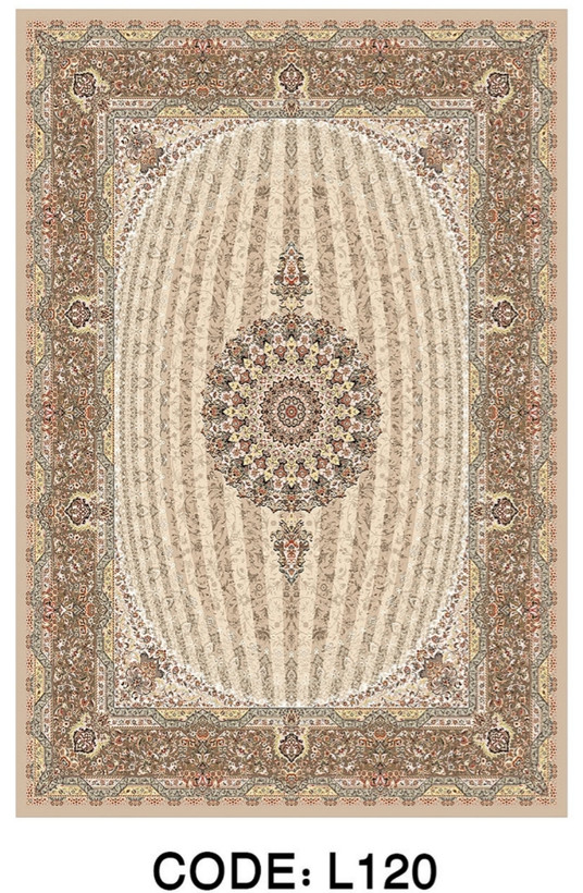 خرید ارزان فرشینه سنتی فرشینه آفتاب کد L120مخمل شانل ترک استپدار