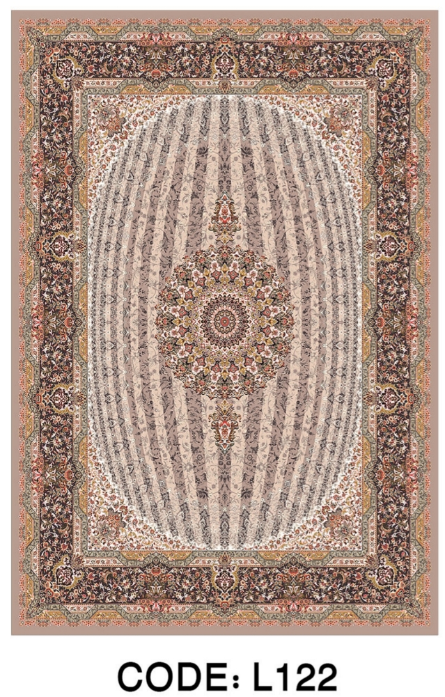 خرید ارزان فرشینه سنتی فرشینه آفتاب کد L122مخمل شانل ترک استپدار