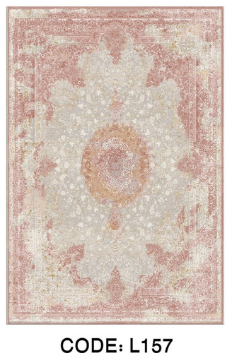 خرید ارزان فرشینه سنتی وینتیج فرشینه آفتاب کد L157مخمل شانل ترک استپدار