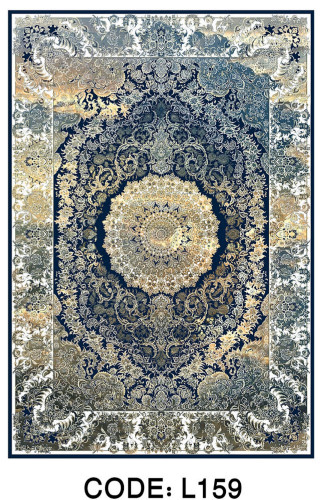 خرید ارزان فرشینه سنتی وینتیج فرشینه آفتاب کد L159مخمل شانل ترک استپدار