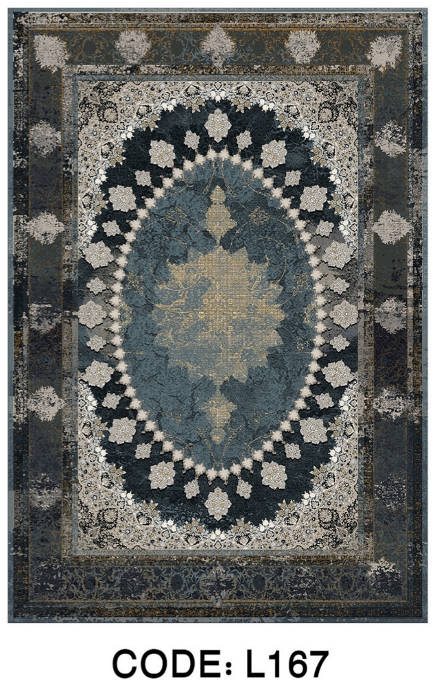 خرید ارزان فرشینه سنتی وینتیج فرشینه آفتاب کد L167مخمل شانل ترک استپدار