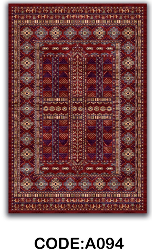 خرید ارزان فرشینه لاکی خشتی فرشینه آفتاب کد A094مخمل شانل ترک استپدار