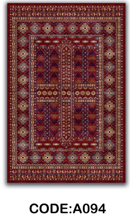 خرید ارزان فرشینه لاکی خشتی فرشینه آفتاب کد A094مخمل شانل ترک استپدار