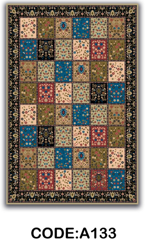 خرید ارزان فرشینه خشتی فرشینه آفتاب کد A133مخمل شانل ترک استپدار