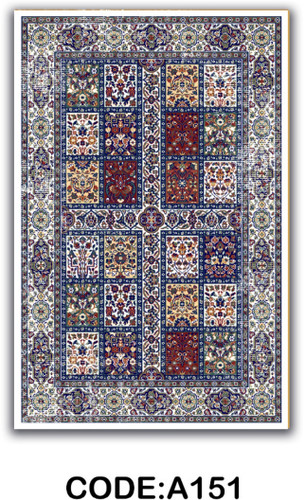 خرید ارزان فرشینه خشتی فرشینه آفتاب کد A151مخمل شانل ترک استپدار