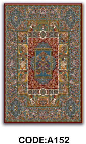 خرید ارزان فرشینه خشتی فرشینه آفتاب کد A152مخمل شانل ترک استپدار