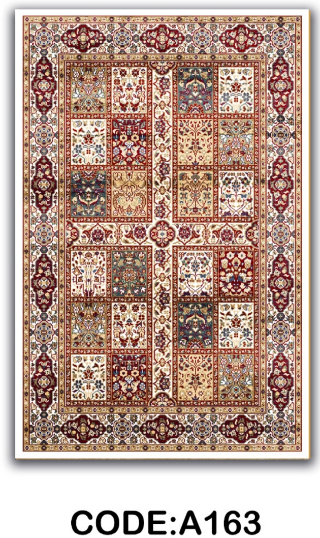 خرید ارزان فرشینه خشتی فرشینه آفتاب کد A163مخمل شانل ترک استپدار