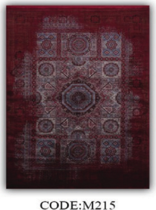 خرید ارزان فرشینه لاکی خشتی فرشینه آفتاب کد M215مخمل شانل ترک استپدار