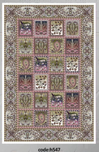 خرید ارزان فرشینه خشتی فرشینه آفتاب کد H547مخمل شانل ترک استپدار