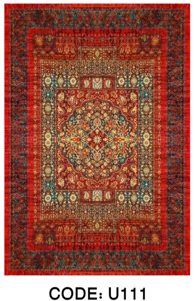 خرید ارزان فرشینه لاکی فرشینه آفتاب کد U111مخمل شانل ترک استپدار