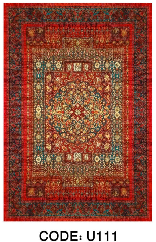 خرید ارزان فرشینه لاکی فرشینه آفتاب کد U111مخمل شانل ترک استپدار
