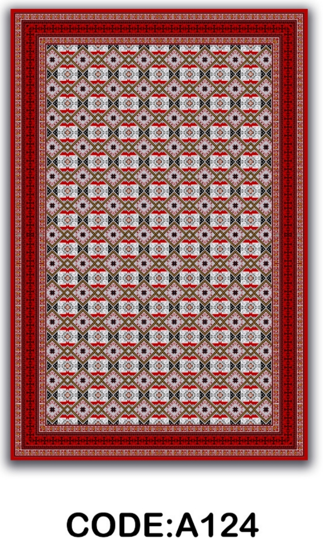 خرید ارزان فرشینه لاکی فرشینه آفتاب کد A124مخمل شانل ترک استپدار
