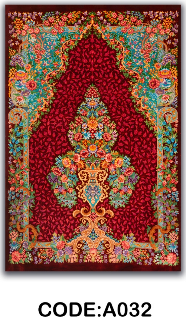 خرید ارزان فرشینه لاکی فرشینه آفتاب کد A032مخمل شانل ترک استپدار