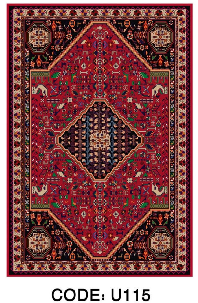 خرید ارزان فرشینه لاکی فرشینه آفتاب کدU115مخمل شانل ترک استپدار