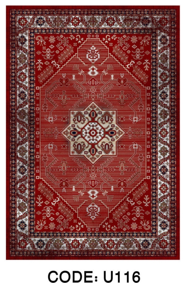 خرید ارزان فرشینه لاکی فرشینه آفتاب کدU116مخمل شانل ترک استپدار