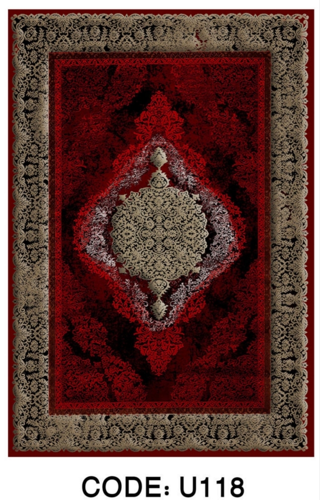 خرید ارزان فرشینه لاکی فرشینه آفتاب کدU118مخمل شانل ترک استپدار