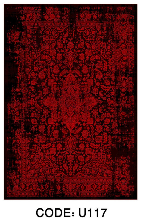 خرید ارزان فرشینه لاکی فرشینه آفتاب کدU117مخمل شانل ترک استپدار