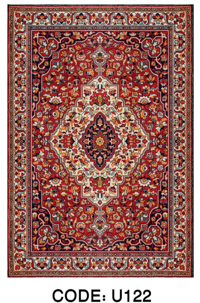 خرید ارزان فرشینه لاکی فرشینه آفتاب کدU122مخمل شانل ترک استپدار