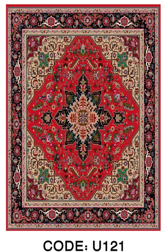 خرید ارزان فرشینه لاکی فرشینه آفتاب کدU121مخمل شانل ترک استپدار