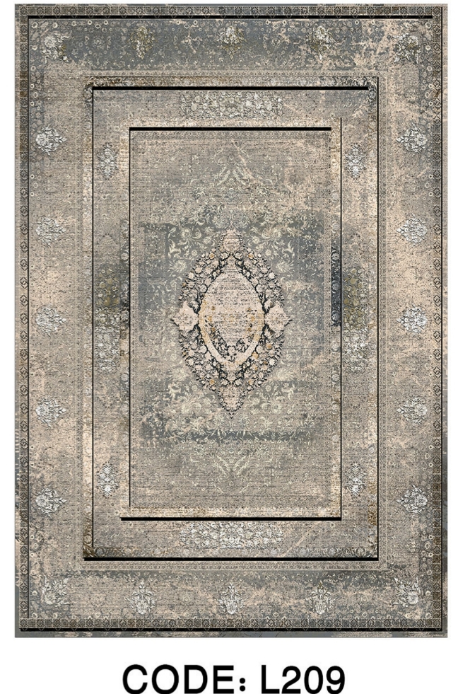 خرید ارزان فرشینه سنتی وینتیج فرشینه آفتاب کد L209مخمل شانل ترک استپدار