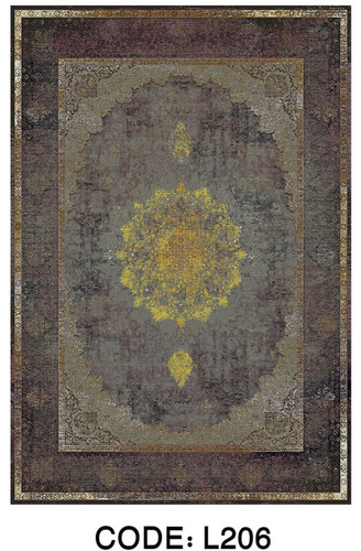 خرید ارزان فرشینه سنتی وینتیج فرشینه آفتاب کد L206مخمل شانل ترک استپدار