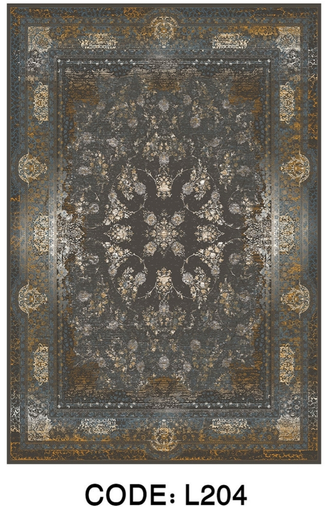 خرید ارزان فرشینه سنتی وینتیج فرشینه آفتاب کد L204مخمل شانل ترک استپدار