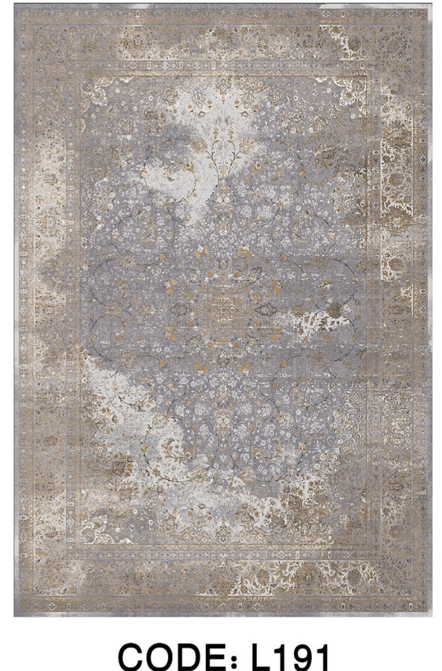 خرید ارزان فرشینه سنتی وینتیج فرشینه آفتاب کد L191مخمل شانل ترک استپدار