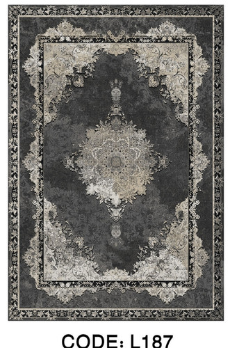 خرید ارزان فرشینه سنتی وینتیج فرشینه آفتاب کد L187مخمل شانل ترک استپدار