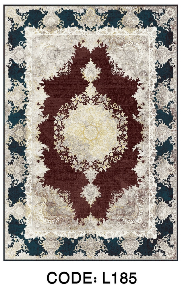 خرید ارزان فرشینه سنتی وینتیج فرشینه آفتاب کد L185مخمل شانل ترک استپدار