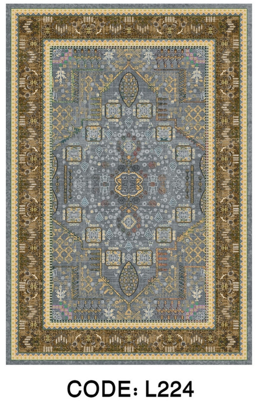خرید ارزان فرشینه سنتی فرشینه آفتاب کد L224مخمل شانل ترک استپدار