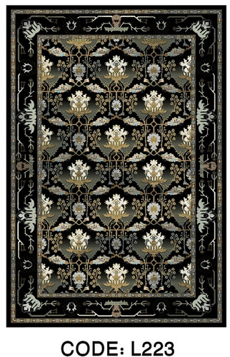 خرید ارزان فرشینه سنتی فرشینه آفتاب کد L223مخمل شانل ترک استپدار