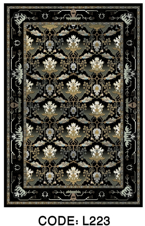 خرید ارزان فرشینه سنتی فرشینه آفتاب کد L223مخمل شانل ترک استپدار