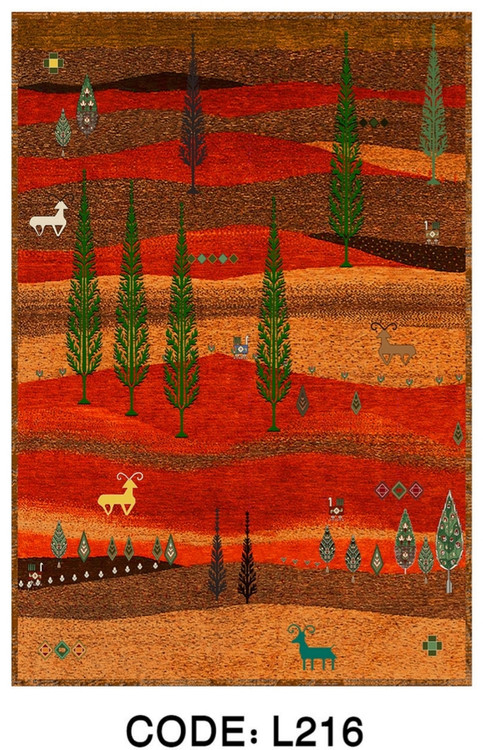 خرید ارزان فرشینه سنتی فرشینه آفتاب کد L216مخمل شانل ترک استپدار