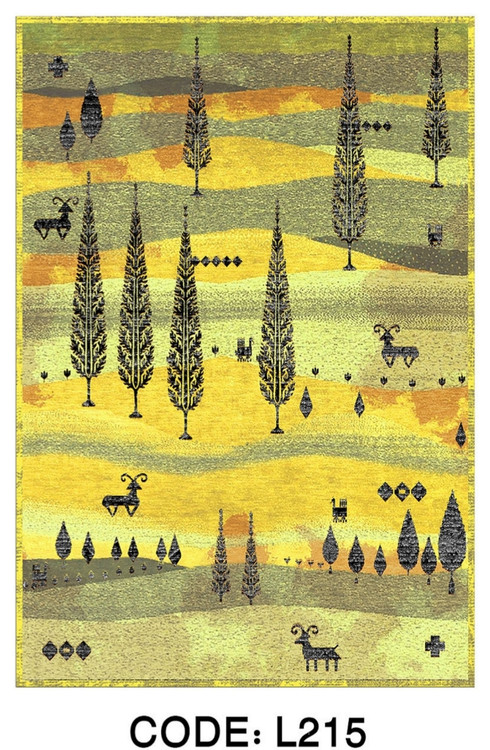 خرید ارزان فرشینه سنتی فرشینه آفتاب کد L215مخمل شانل ترک استپدار