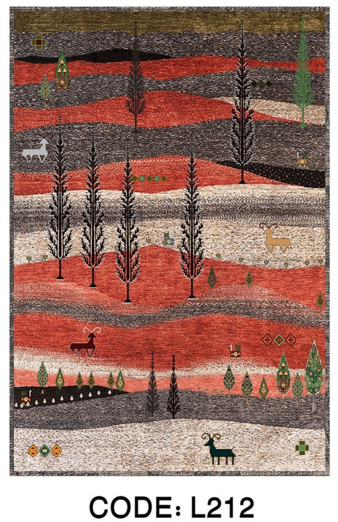 خرید ارزان فرشینه سنتی فرشینه آفتاب کد L212مخمل شانل ترک استپدار