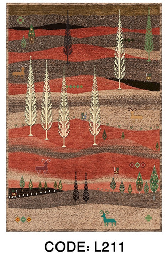 خرید ارزان فرشینه سنتی فرشینه آفتاب کد L211مخمل شانل ترک استپدار