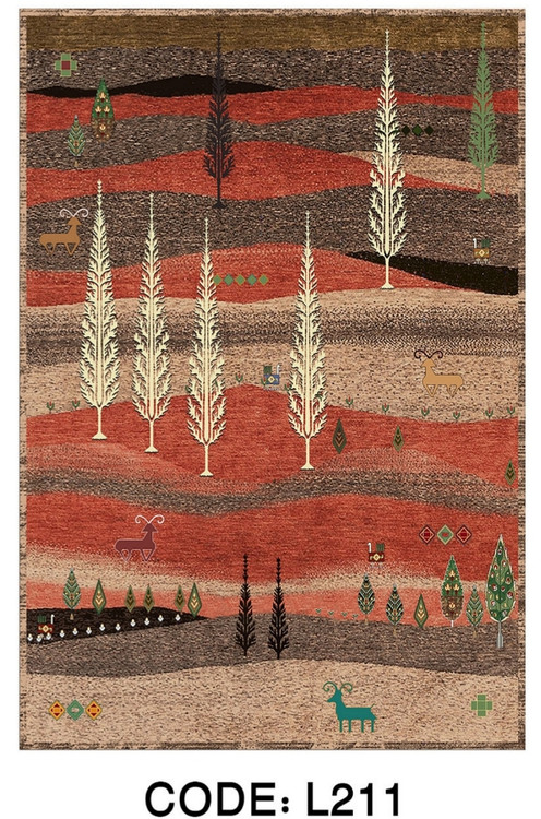 خرید ارزان فرشینه سنتی فرشینه آفتاب کد L211مخمل شانل ترک استپدار