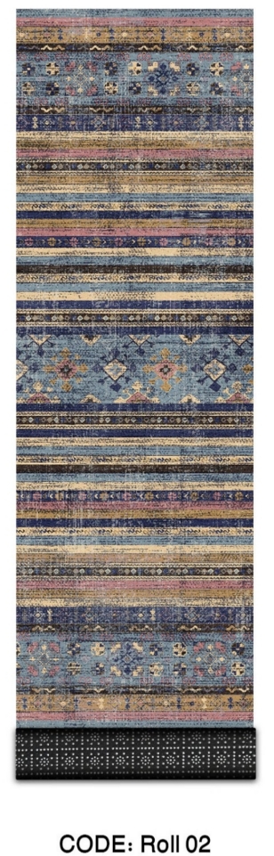 فرش خرید ارزان راهرو و کناره فرشینه آفتاب کدRoll02مخمل شانل ترک استپدار