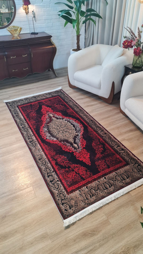 خرید فرشینه لاکی فرشینه آفتاب کدU118مخمل شانل ترک استپدار