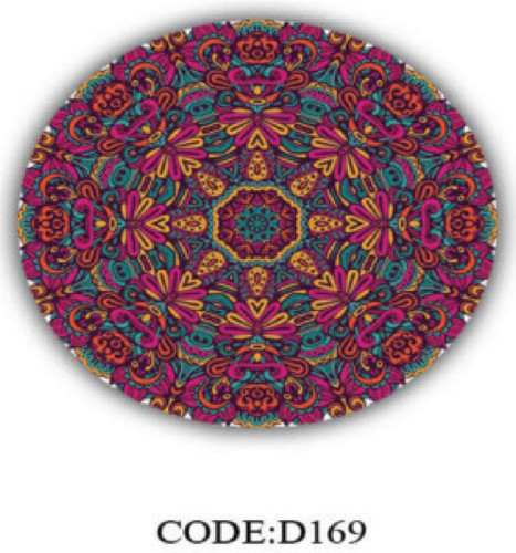 خرید ارزان فرشینه گرد ورساچه فرشینه آفتاب کدD169مخمل شانل ترک استپدار