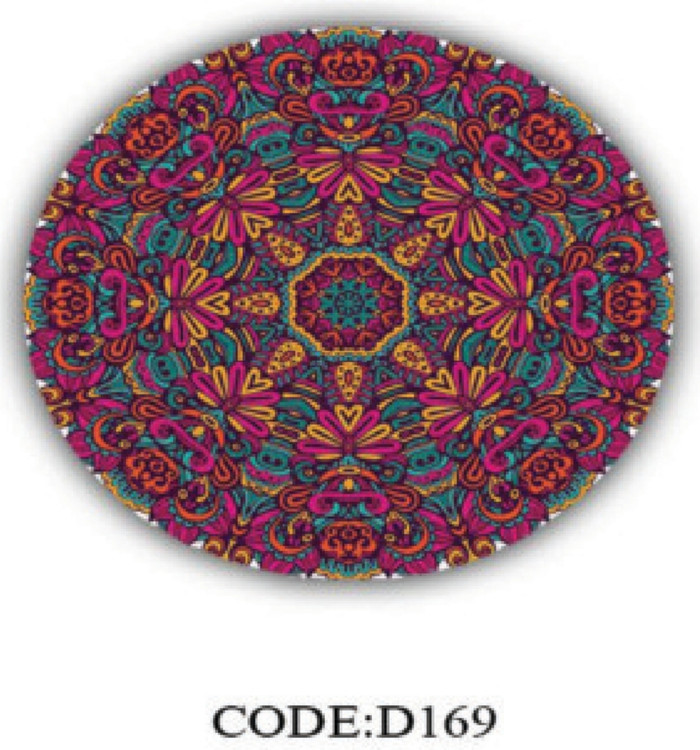 خرید ارزان فرشینه گرد ورساچه فرشینه آفتاب کدD169مخمل شانل ترک استپدار